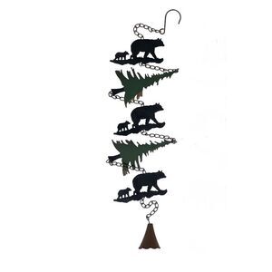 52-Inch Rain Chain with Alternating Black Bear and Tree Silhouettes